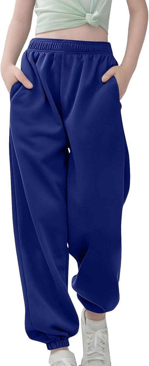Joggingbroek voor meisjes, fleece, zacht, sport, school, thuis, casual, elastische taille, trekkoord, kinderkleding, mode, basic, A117