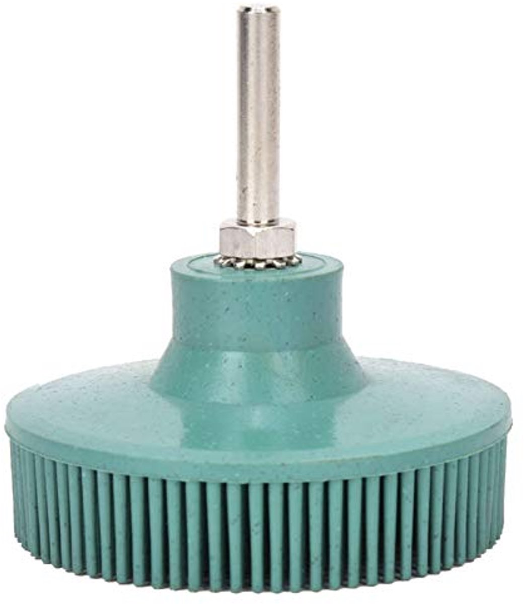 3 inch borstelige polijstschijf voor metaalreiniging en roestverwijdering – emery rubber borstel 50# groen, 80# geel, 120# wit – geschikt voor 1/4-inch schacht