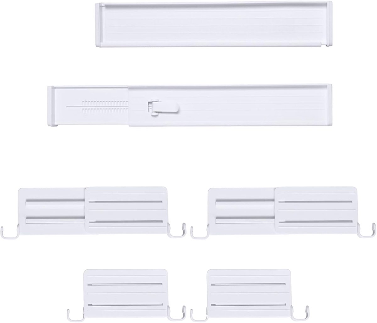 2 Stuks Ladeverdelers, Verstelbare Ladeverdelers, Dressoir Kledingkast Organisator, Geschikt voor Keuken, Kaptafel, Badkamer, Slaapkamer (Wit)