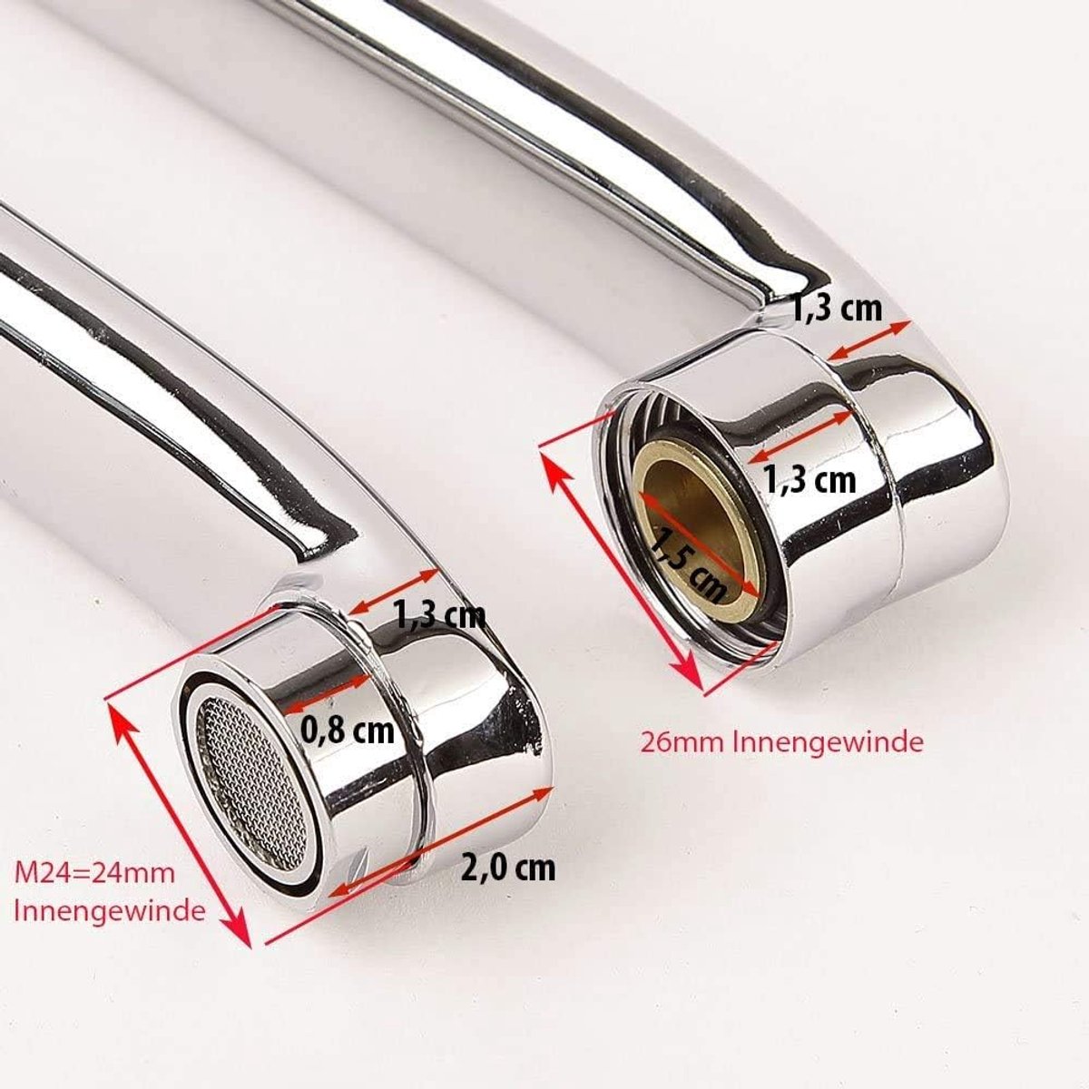 Uitloop voor armaturen arm keukenkraan armatuurarm armatuurarm armatuuruitloop (afgerond 18 cm lang)