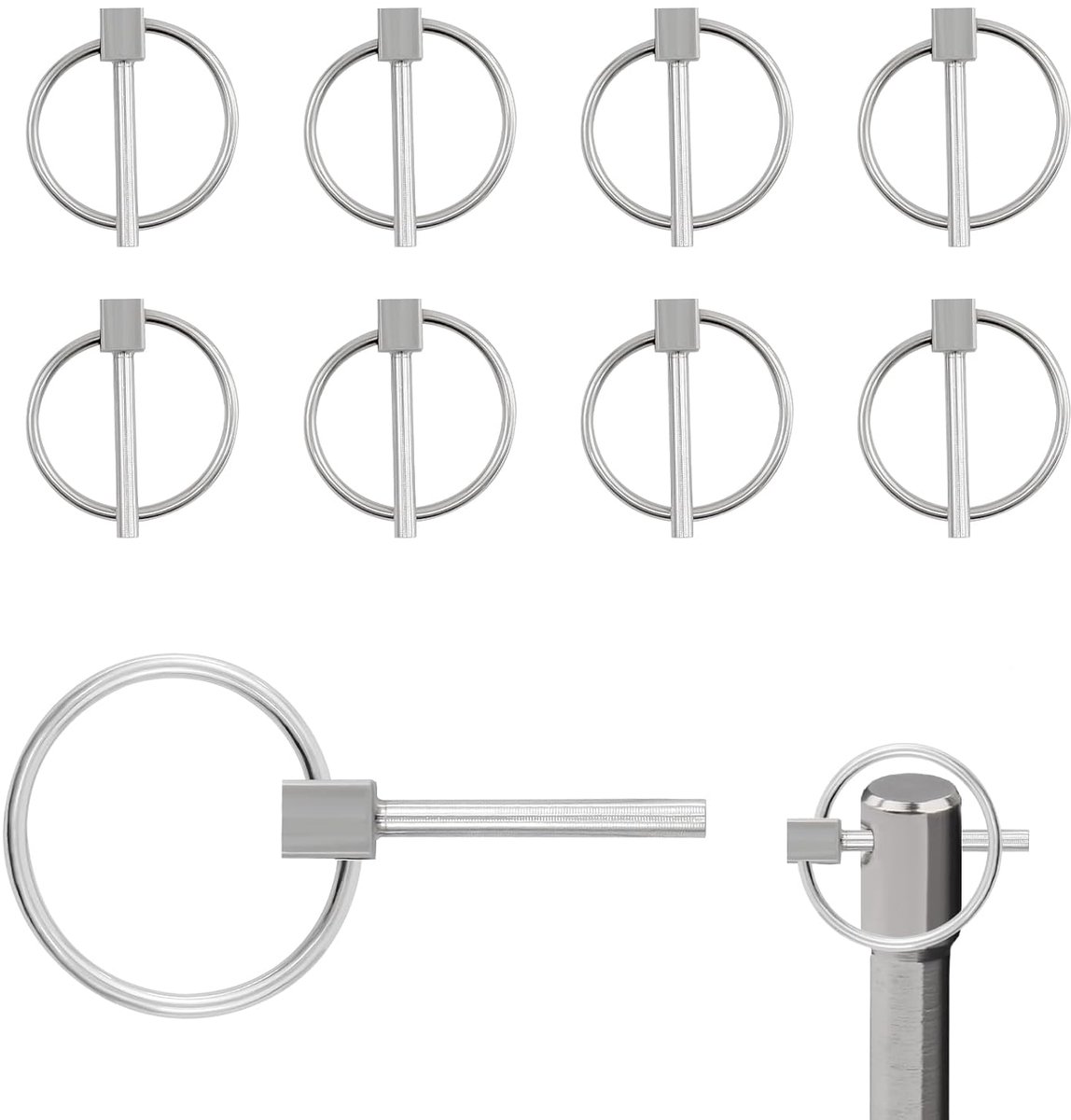 8 stuks klappsplint, 3 mm veiligheidspen, Lynch-pen, roestvrij staal 304 klappsplinten, zilver veiligheidspen, veiligheidsbout voor boot fiets aanhanger tractor