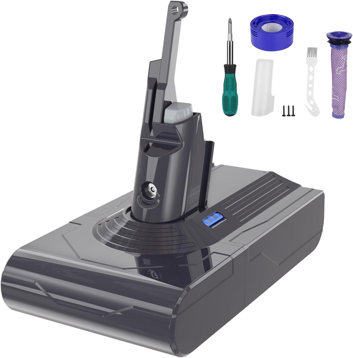 6Ah V8 Vervangingsaccu voor Dyson V8 Stofzuiger met 2 filters