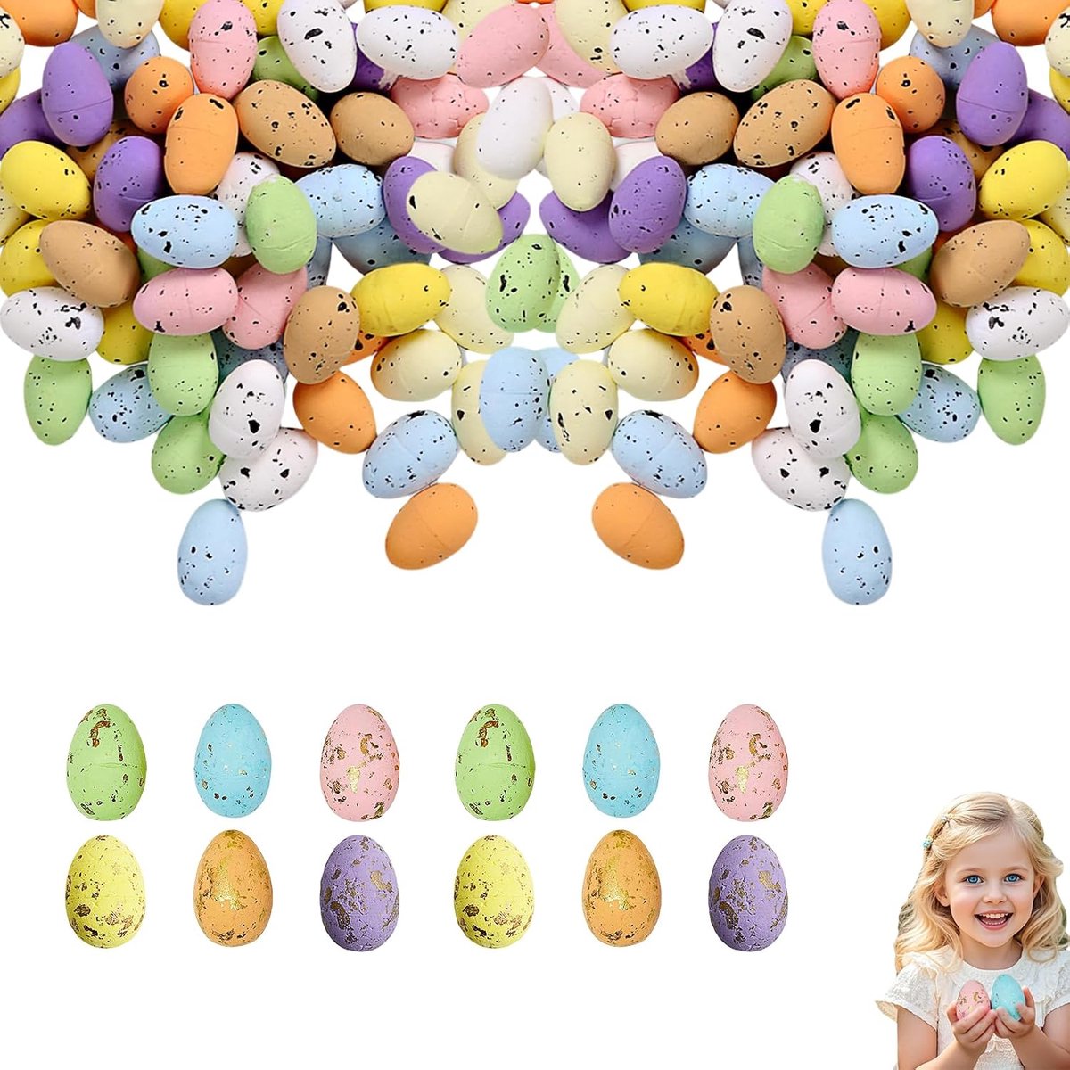 Piepschuim Eieren, Mini Foam Easter Eggs - Pack of 100, Lightweight and Reusable Decorative Pieces for Easter, Table Ornaments, Window Display Decorations