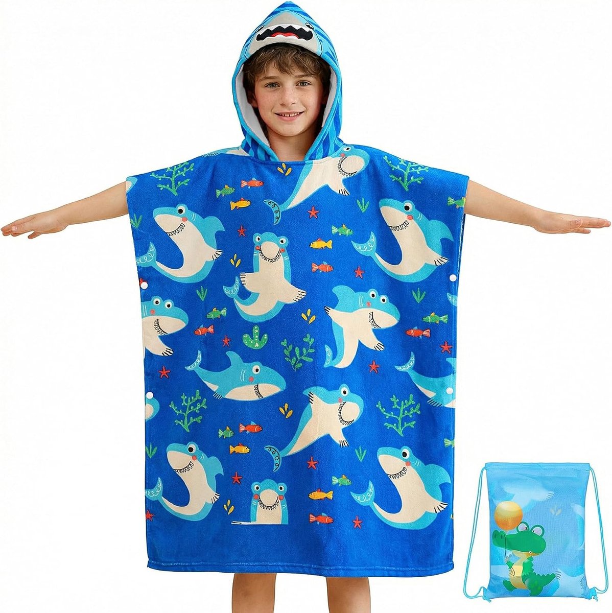 Meisjes badponcho met capuchon, zachte microvezel badhanddoeken roze eenhoorn strandlakens poncho absorberende handdoek capuchonhanddoek 75 x 180 cm kinderen voor zwembad, 6-15 jaar