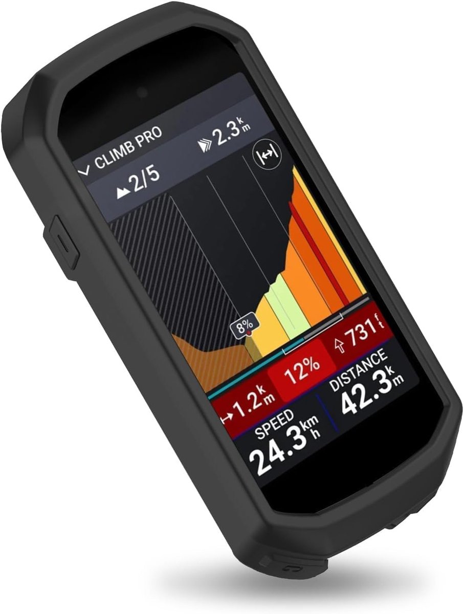 Beschermhoes geschikt voor Garmin Edge 1050, ultradunne stootvaste case, huidvriendelijke aanraking, krasbestendig, geurvrij - zwart, geurloos, siliconen hoes - zwart