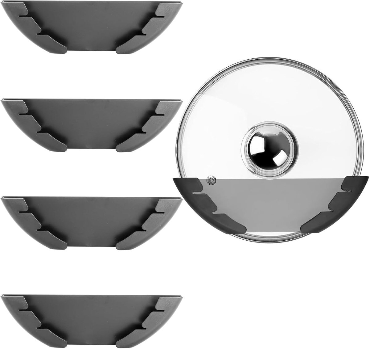 Houders, geschikt voor pannen met diameters van 15–32 cm, zelfklevende opbergoplossing voor kastdeuren, kasten en inbouw.