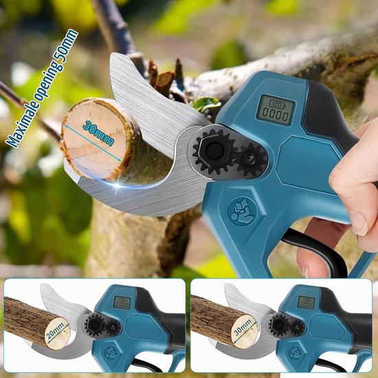 Compatibel met Makita 18V, 2-in-1 elektrische snoeischaar met 2 m verlengstang, max. 30 mm snijdiameter, lcd-display, telescopische takkenschaar uittrekbaar tot 4,5 m (zonder accu) — afbeelding 4