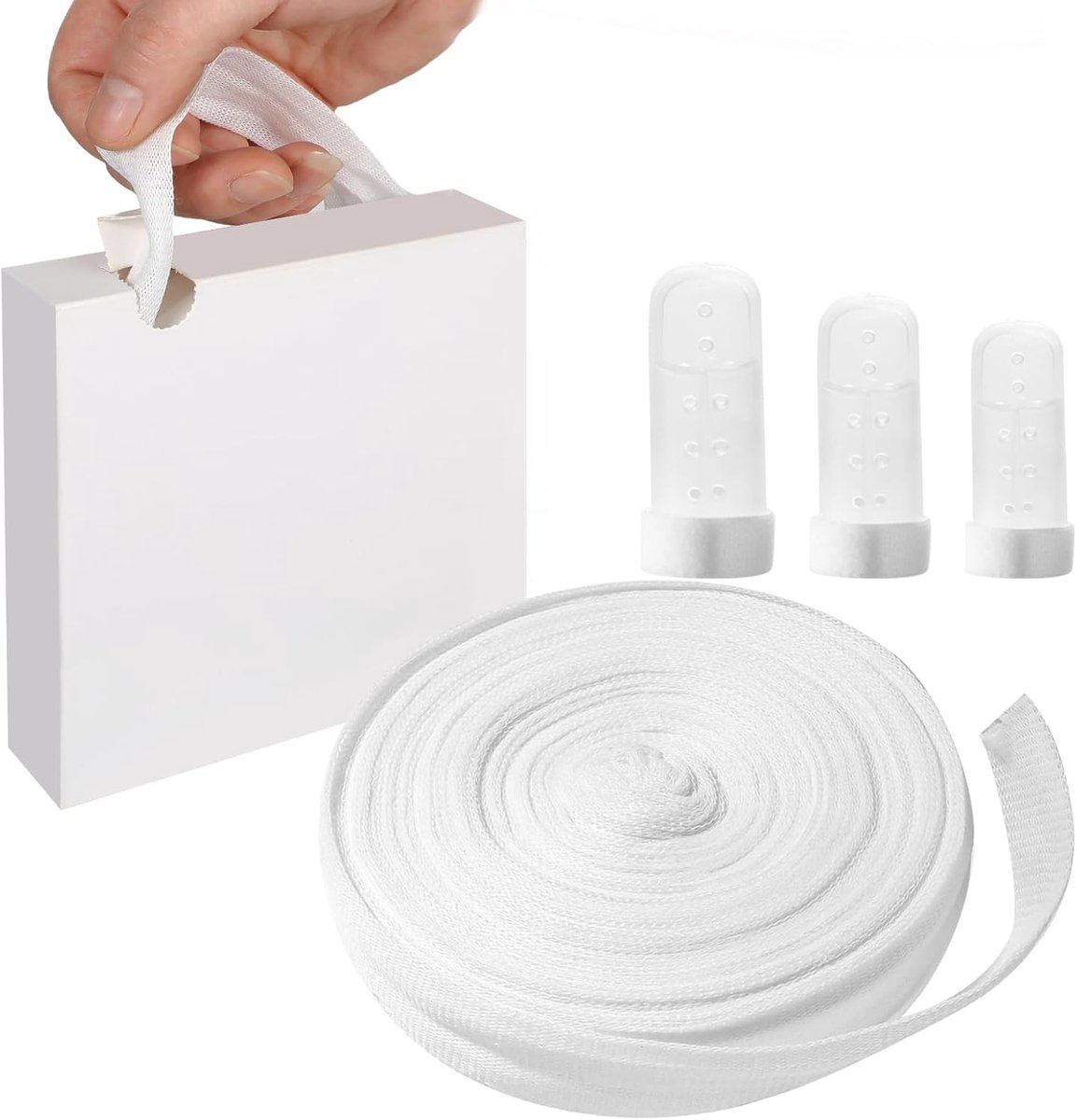 Gaasverband net wondverband 2 cm x 20 m katoenen retentieverbanden rol voor duimen en tenen wikkelen met 3 stuks vingerspalkhouder