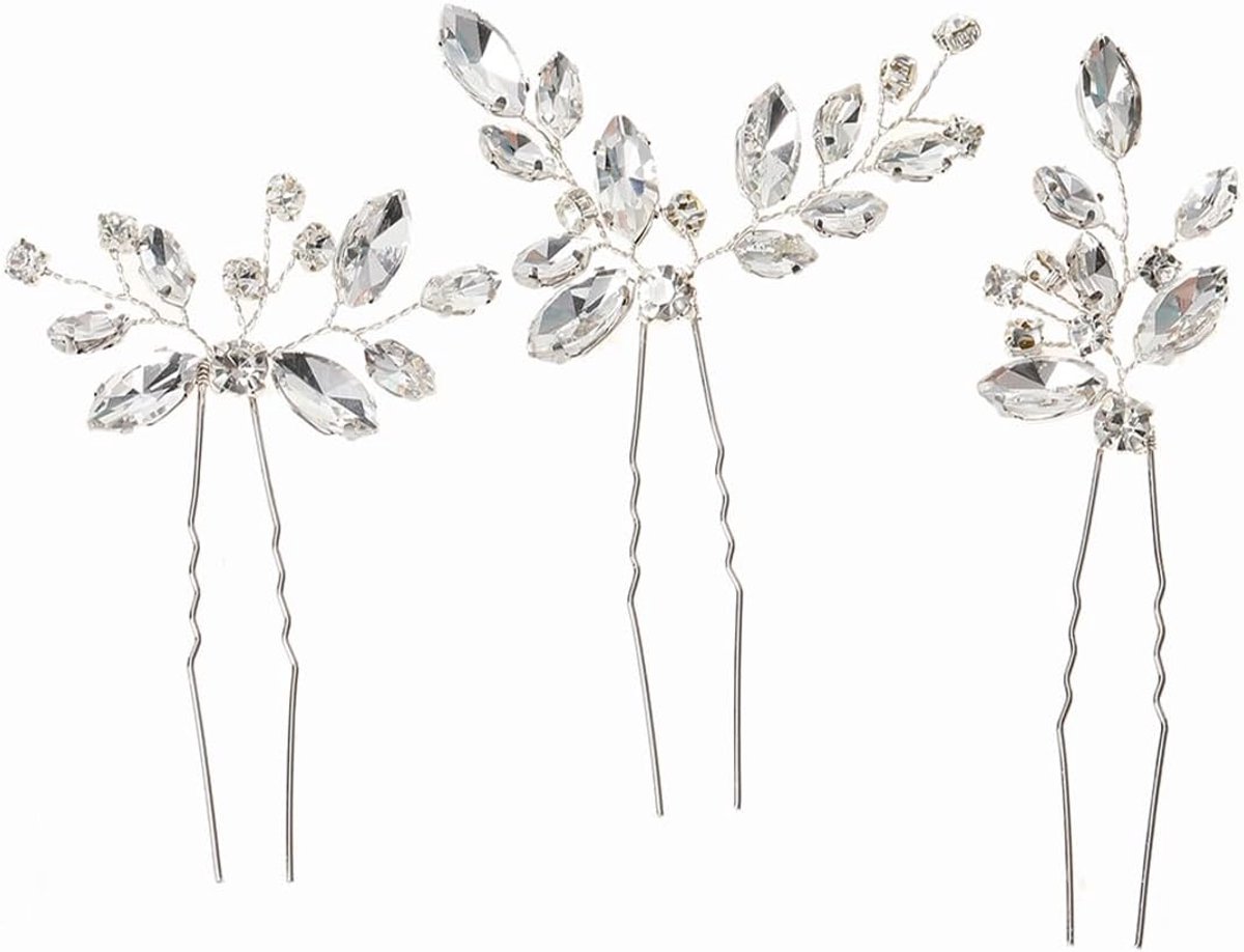 Haarspelden met zilveren kristallen, elegant haaraccessoire voor bruid, bruidsmeisjes (zilver)