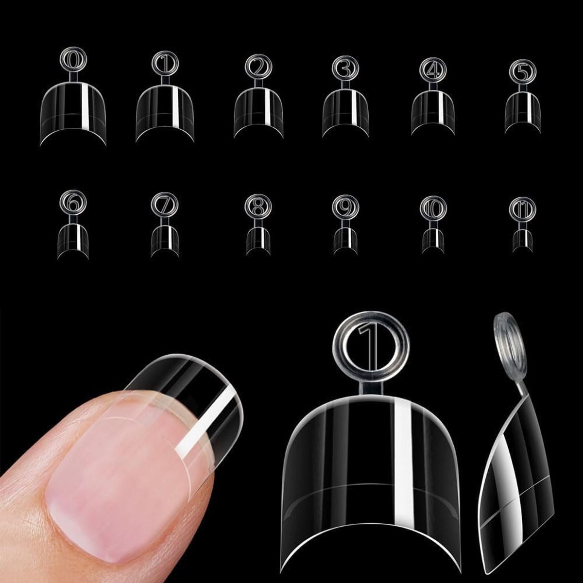 600 Stuks Nageltips Korte Verlenging Halve Cover Kunstnagels Nail Extension Tips French Manicure Tips Voor Salon Thuis Nail Art (A)