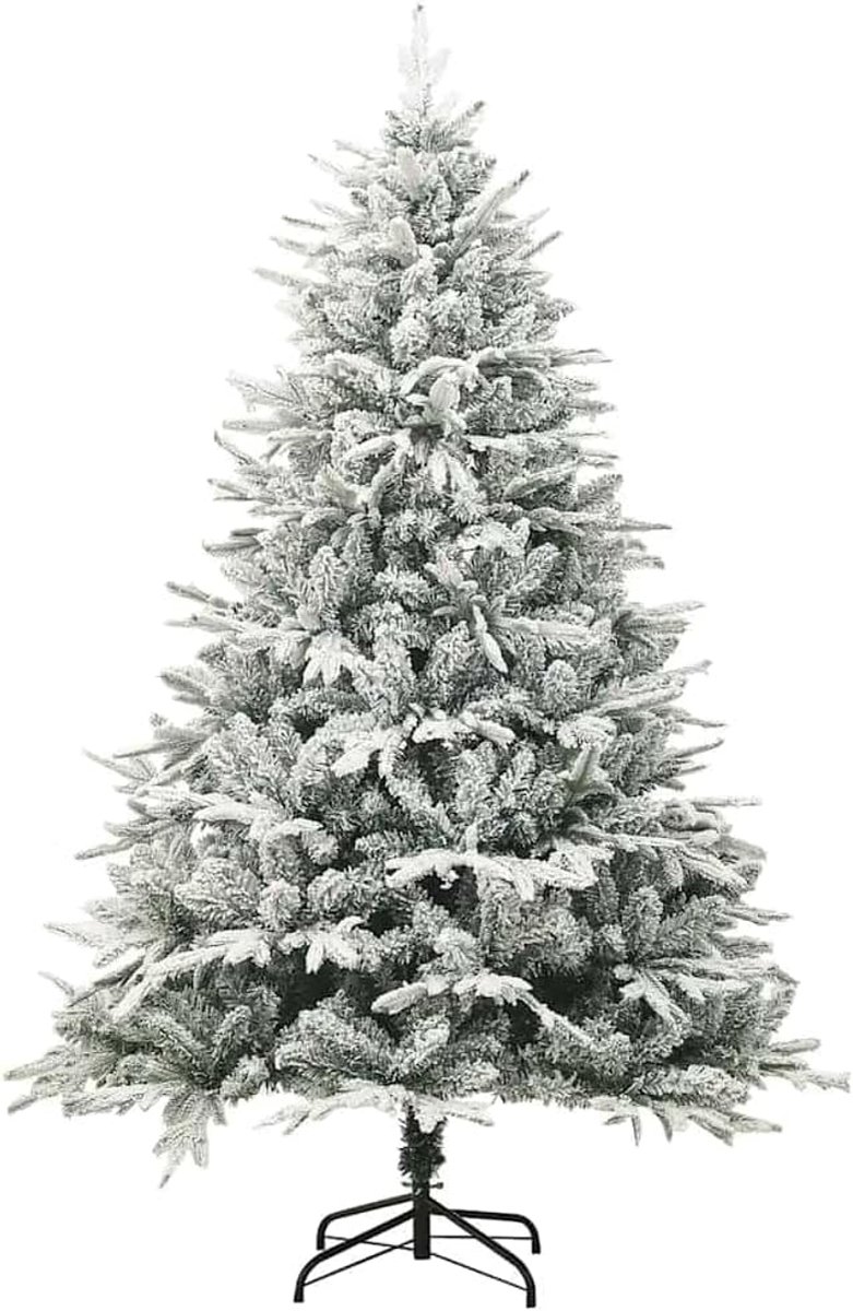 Kunstkerstboom, met Gevlokte Sneeuw, Opvouwbare Metalen Standaard, Eenvoudig Te Monteren Vakantiedecoratie voor Binnenhuis, Woonkamer en Kerstvieringen (180x110cm)