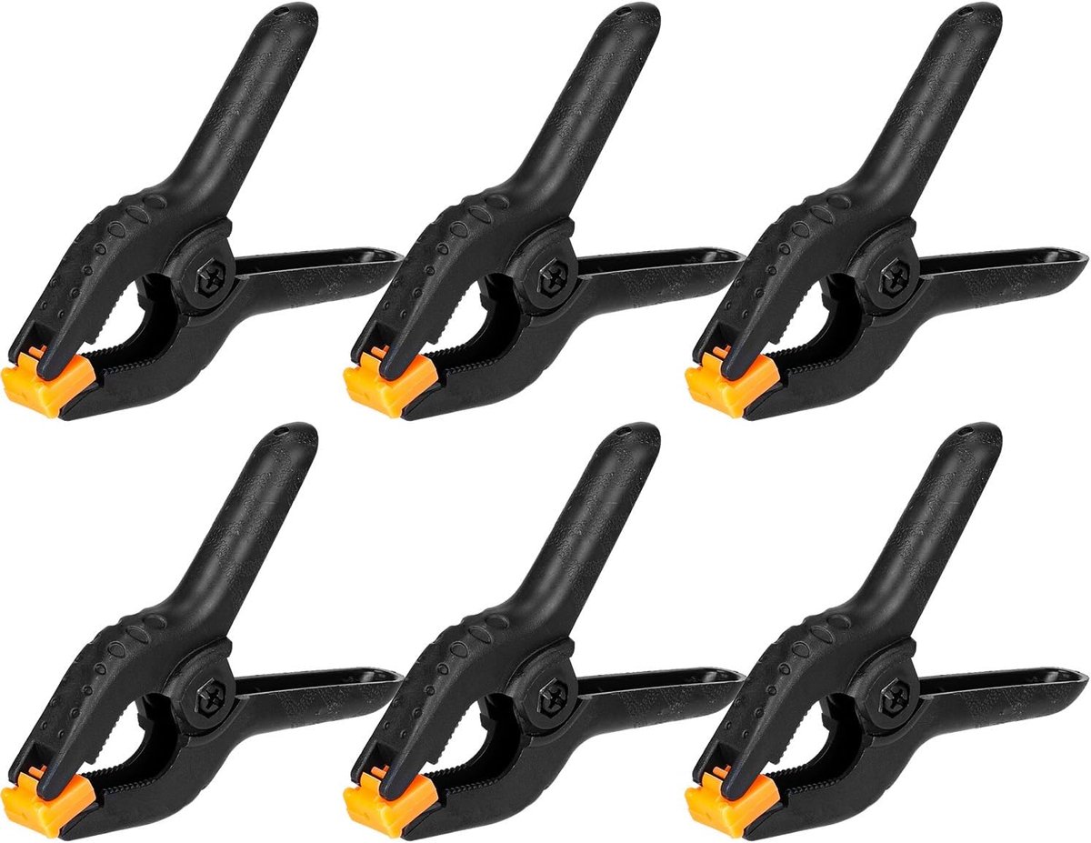 SnelShoppen - 9cm Spring Clamps 6 Stuks Klemmen Quick Grip Heavy Duty Nylon Voor DIY Projecten, Foto Studio, Achtergrond Klemmen, Mini Klemmen