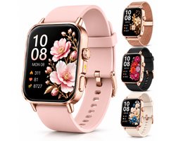 Smartwatch Dames & Heren – 2.0" HD Touchscreen – Bluetooth Bellen – 4 Bandjes Incl. – Hartslagmeter, SpO₂ & Slaapmonitor – IP68 Waterdicht – 136 Sportmodi – 450mAh Batterij – SOS & Zaklamp – Samsung & iPhone
