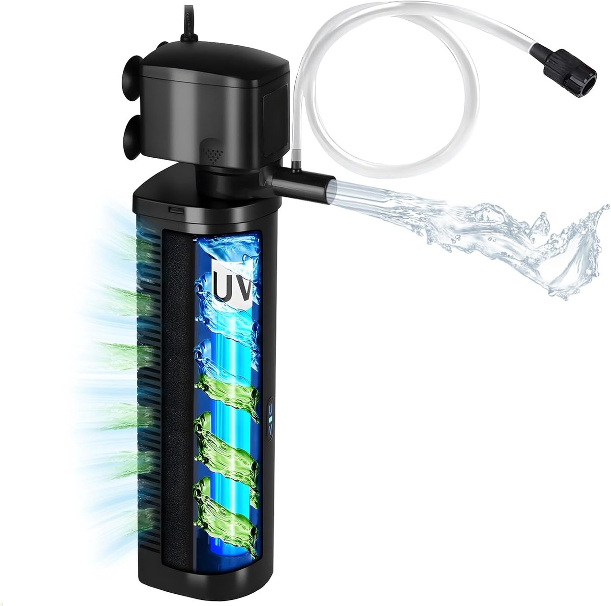 SnelShoppen - Tararium Aquarium Binnenfilter met U-V Functie, Krachtige Onderdompelpomp voor Helder Water, Ideaal voor 280-1135 Liter, 2271 l/h (600 G