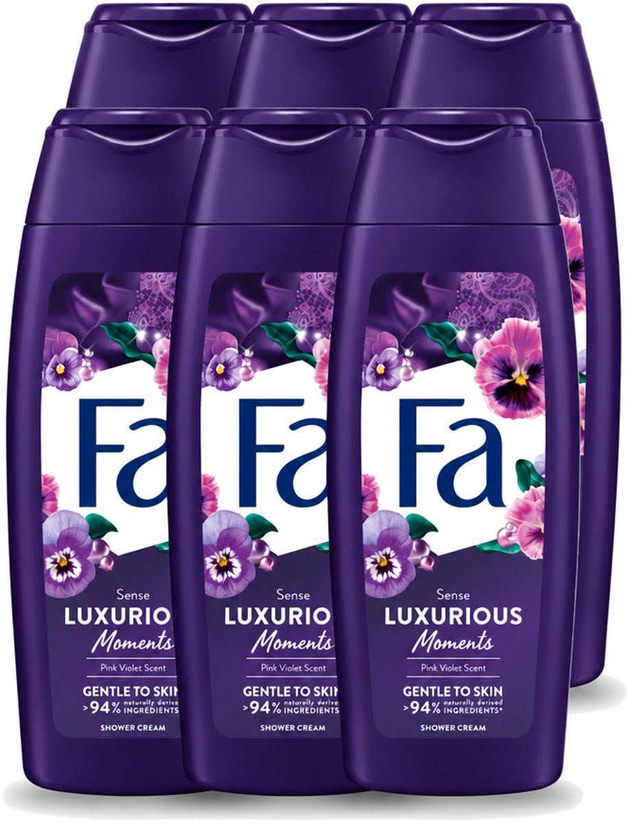 6 x Fa - Luxurious Moments - Douchecrème - Roze Viooltjes - 250 ml - Voordeelverpakking - 6 stuks