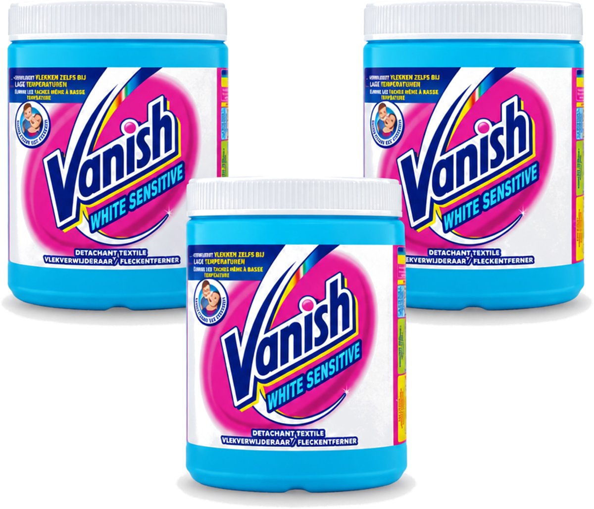 3 x Vanish White Sensitive - Vlekkenverwijderaar Poeder - Witte Was - 1125 Gram - Voordeelverpakking - 3 stuks