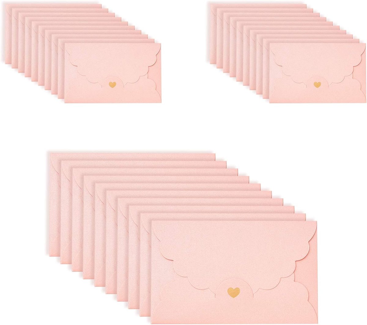 SnelShoppen - 30 Stuks Roze Enveloppen - Mini Enveloppen voor Cadeaubonnen - Glanzende Kraft Enveloppen voor Kerst, Verjaardag, Bruiloft, DIY - 17.5 x