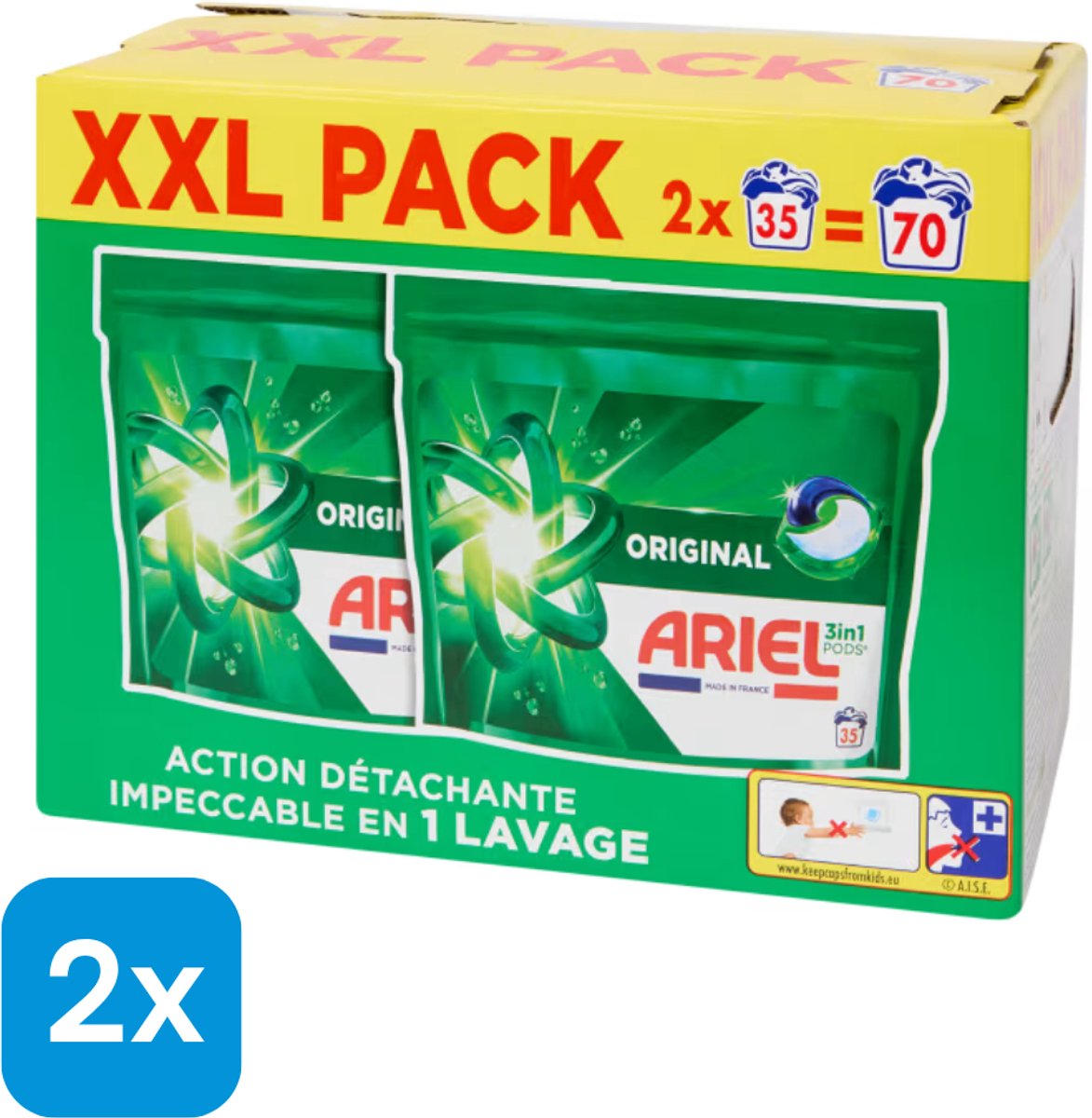 4 x 35 wasbeurten Ariel 3-in-1 pods XXL (2x2 stuks) - 140 Wasbeurten - Wasmachine