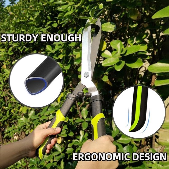 Snoeischaar - Tuinschaar - Heggenschaar - voor het snoeien van borders - Tuingereedschap - Groen - 1 stuk - 54 cm lang. — afbeelding 5