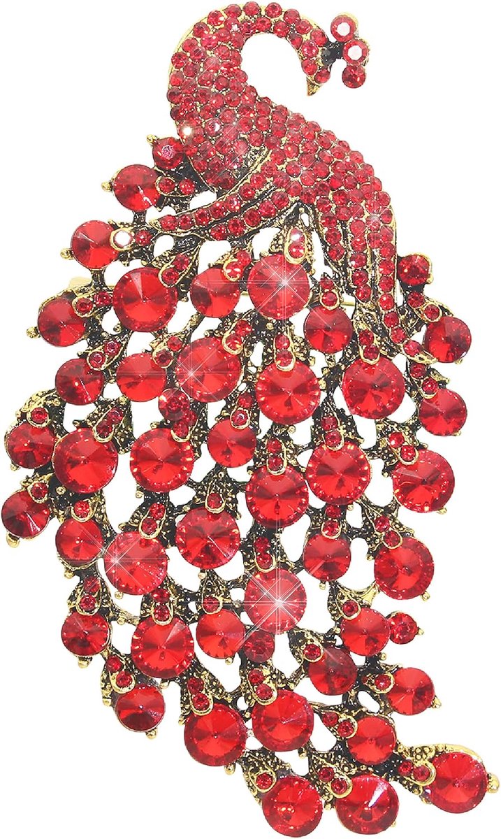 Grote pauw dier broche reversspeld petite strass fonkelend kristal broche vogel modesieraden accessoires voor sjaal corsage party verjaardag geschenkdoos dames heren, bergkristal