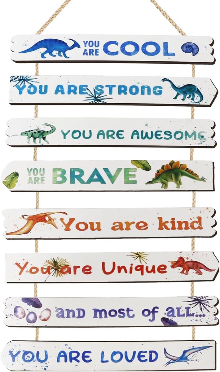 Houten bord dinosaurus deurbord kinderkamer hangborden dino deur decoratie met inspirerende citaten, babykamer wanddecoratie jongen slaapkamer muurkunst muurschildering