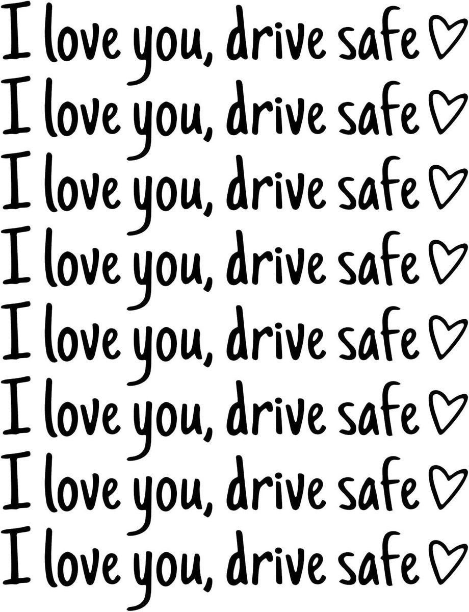 Set van 8 Veiligheidsstickers voor Spiegels met 'Ik Hou van Je, Rijd Veilig' Herinnering voor Auto's (Zwart)