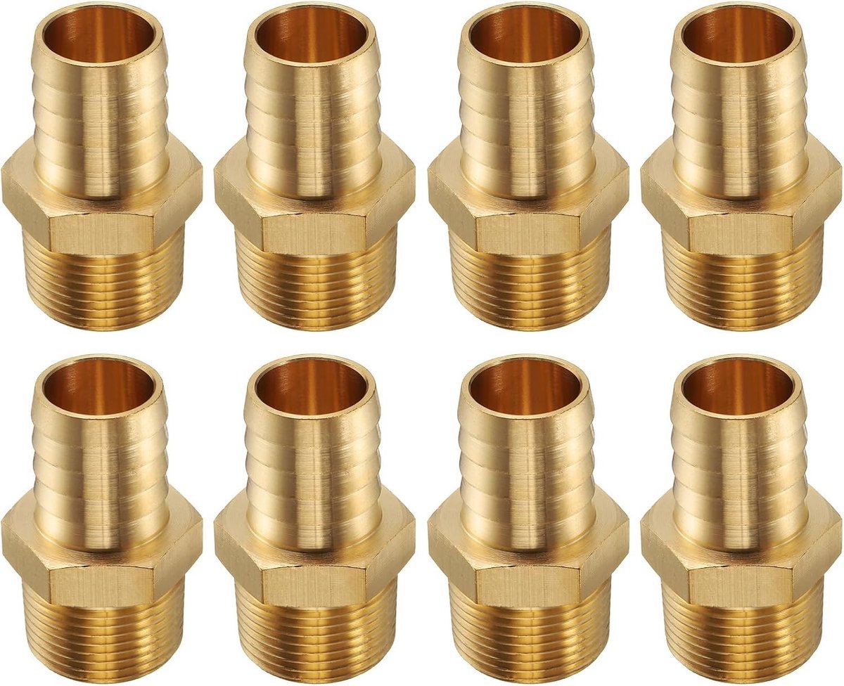 8 stuks messing steekverbindingen 1 inch NPT voor directe aansluiting, draaigreep voor huisinstallatie, duurzame en betrouwbare kwaliteit