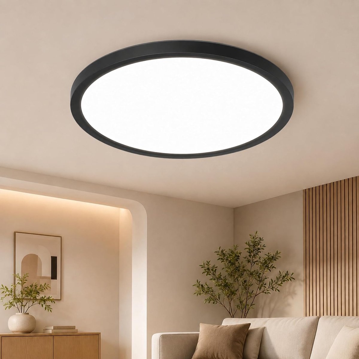 Plafondlamp Rond 30cm 24W, 3000lm, Dimbaar, CCT, IP44, Zwart