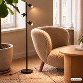BRILONER Ida - Vloerlamp - woonkamer lamp - bureaulamp - staande lamp met GU10 fitting - h.: 141cm - zwart