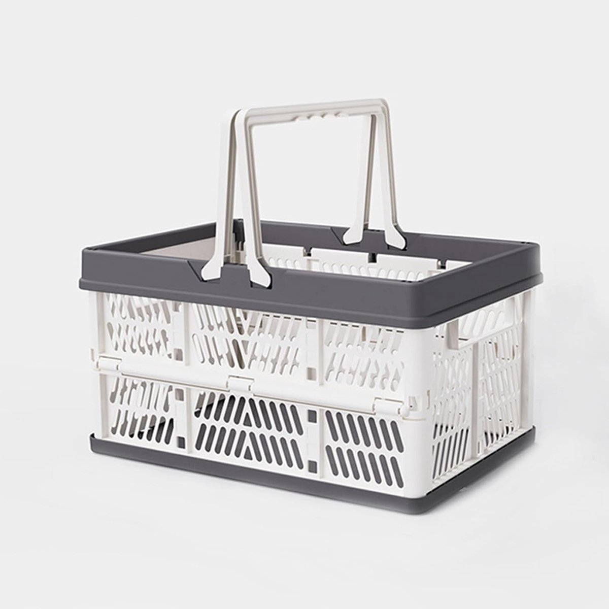Opvouwbare opbergkist, boodschappenmand van kunststof, opbergmand, 30 x 20 x 15,5 cm, voor keuken, badkamer, kantoor, slaapkamer, kast (lichttoren, wit)