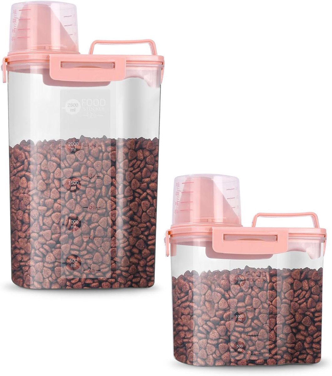 2 containers droogvoer honden 3+1,7l voedsel- en afwasmiddeldispenser keukenorganizer transparant maatbeker