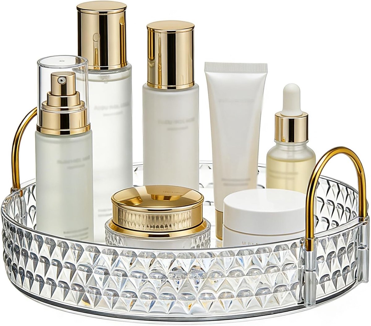 360° draaibare make-up organizer opslag, enkellaagse transparante make-up-organizer, afneembare make-up organizer met handvat voor cosmetica, huidverzorgingsproducten, briefpapier kruiden