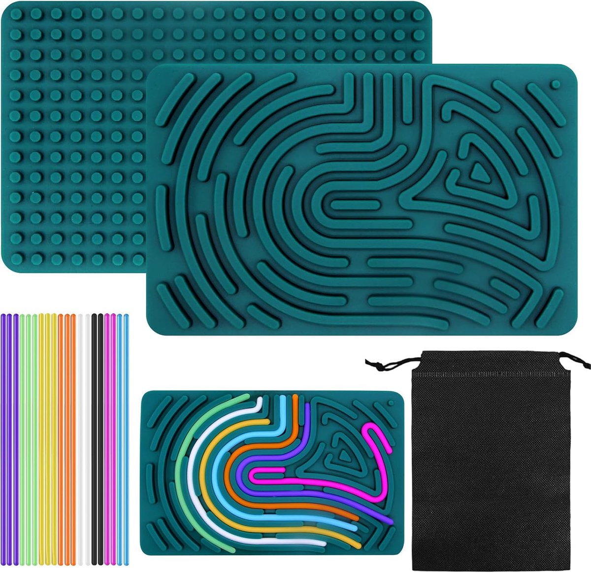Speelgoed, activiteitenbord, siliconen sensorisch fidget-speelgoed voor stressangst, sensorisch reisspeelgoed, spel voor kinderen jaar en volwassenen, met reistas en 20 koorden