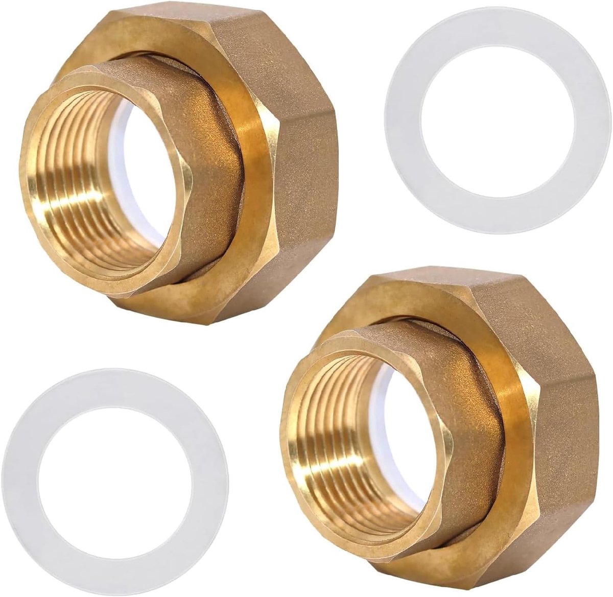 2 pieces pump screw connection DN 25 × DN 15, brass screw connection tap extension heating pump flat seal with 2 - ShopVlot