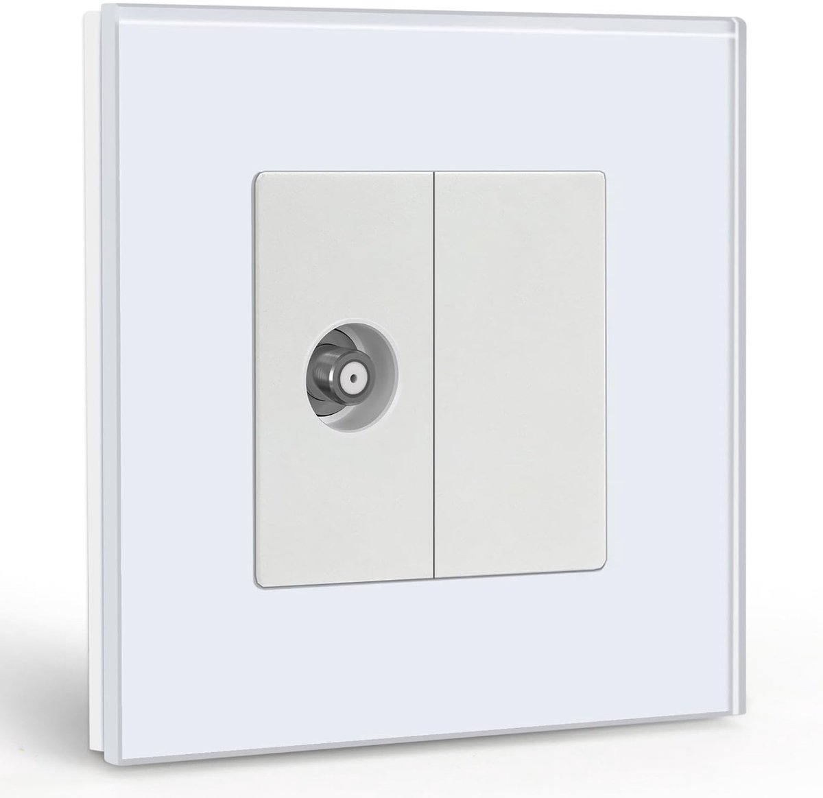 BSEED Wall Socket EU Standard 1/2 Satellite Wall Socket Recessed and 1/2 Blank Panel with Glass Frame White 86mm - ShopVlot