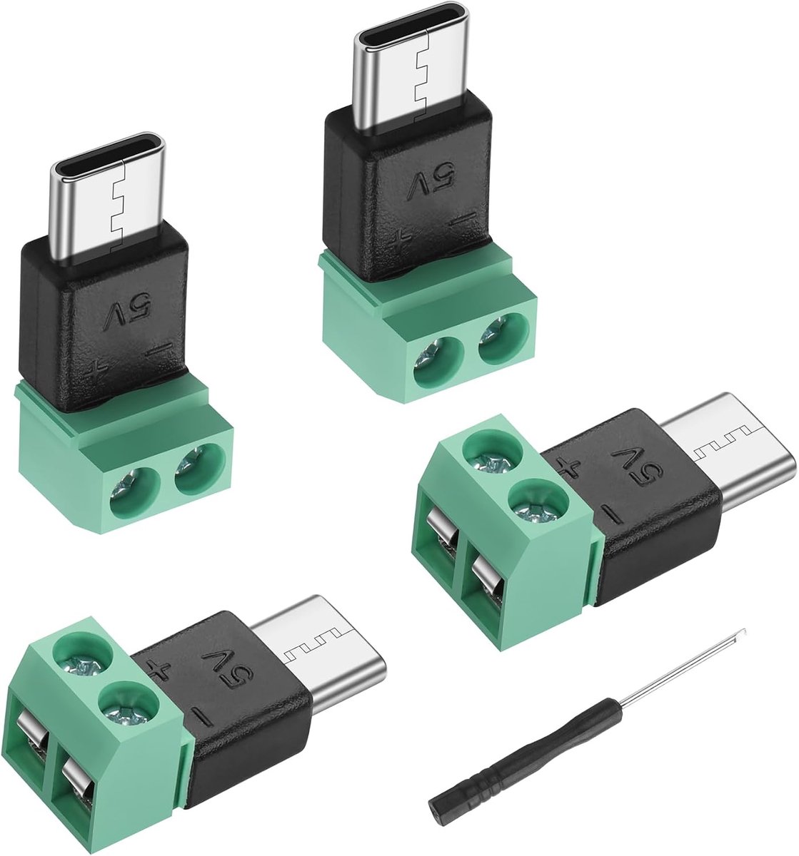 USB C Screw Clamp Adapter, 5V USB Type C Male to 2 Pin Solderless Terminal Connector for DIY or Repair USB C Connector - ShopVlot