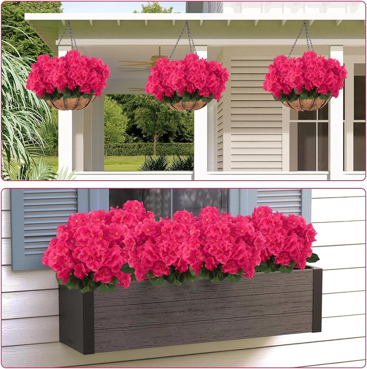 YUE QIN 6 bundels kunstmatige geraniums bloemen buiten realistische roze rode kunstplanten buiten nep nepbloemen - ShopVlot