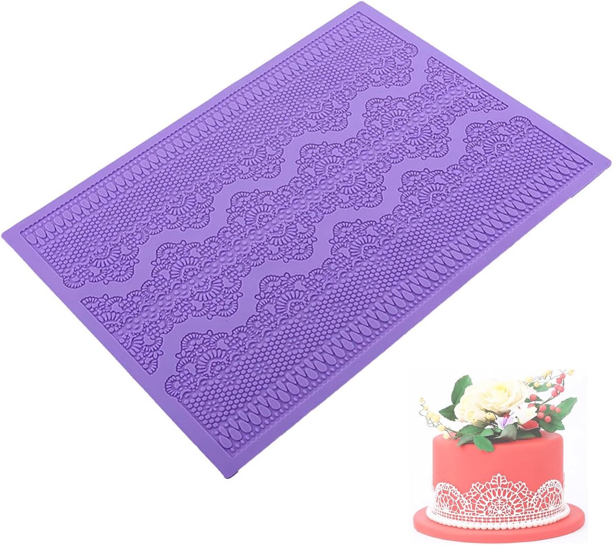 39 x 28cm Silicone Cookie Mold Mat Fondant Lace Edible Lace Cake Decoration Mold - ShopVlot