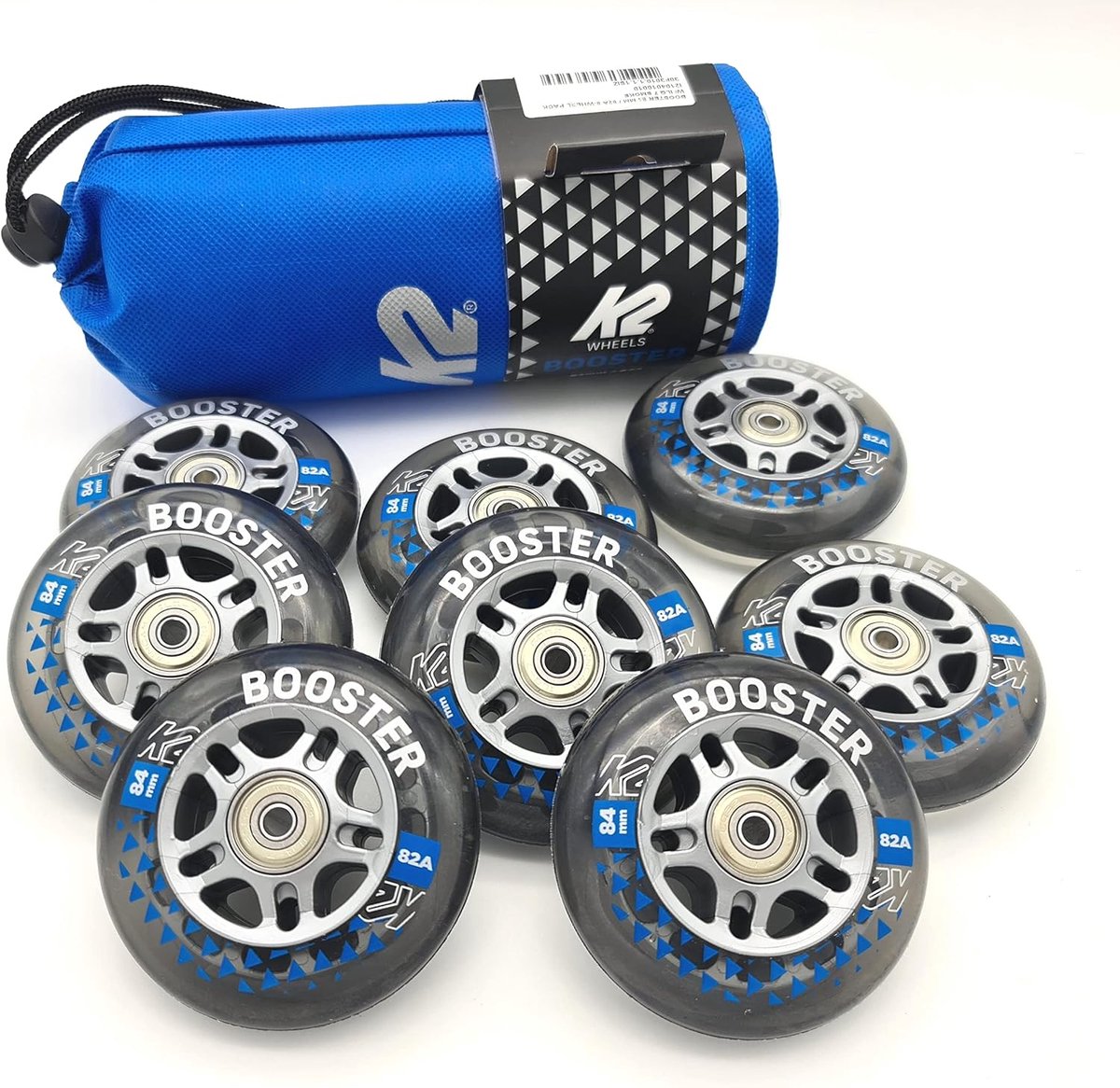 K2 Booster Roller Set 8 Pieces 84 mm / 82 A + 16 ILQ7 + 8 Aluminum Spacer 6 mm (SET-30F3010.1.45mm) - ShopVlot