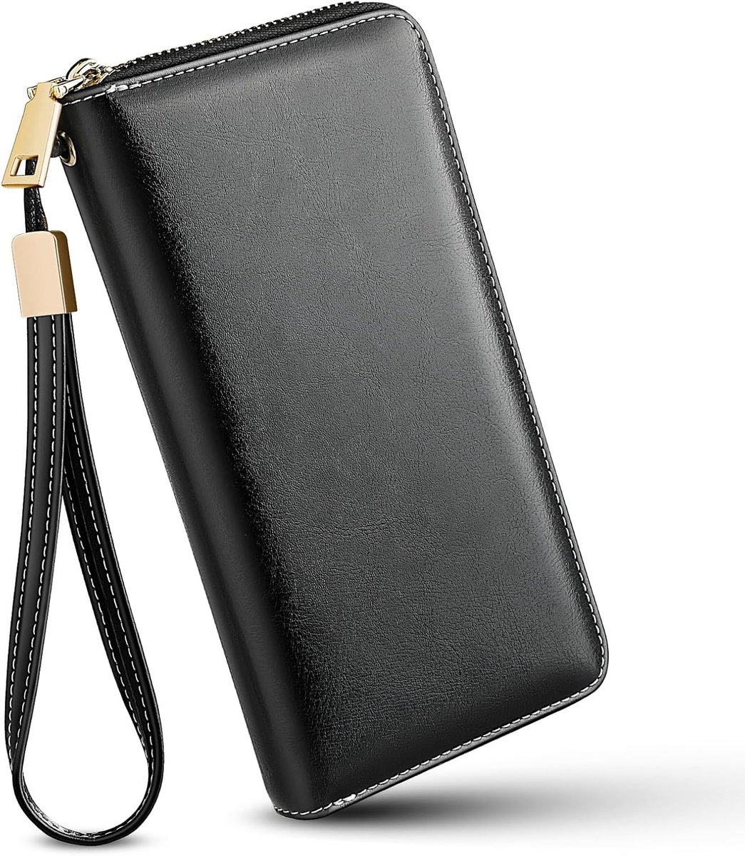 GlasFlength RFID Women's Wallet, Large Purse, Faux Leather Wallet for Women, Many Card Slots with Zip, Large - ShopVlot