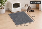 Kattenbakmat - XXL- 60x80 cm - Uitloopmat Kat - Kattenmat - Kattenbakvulling - Opvang ruimte - Grit opvanger - Grijs