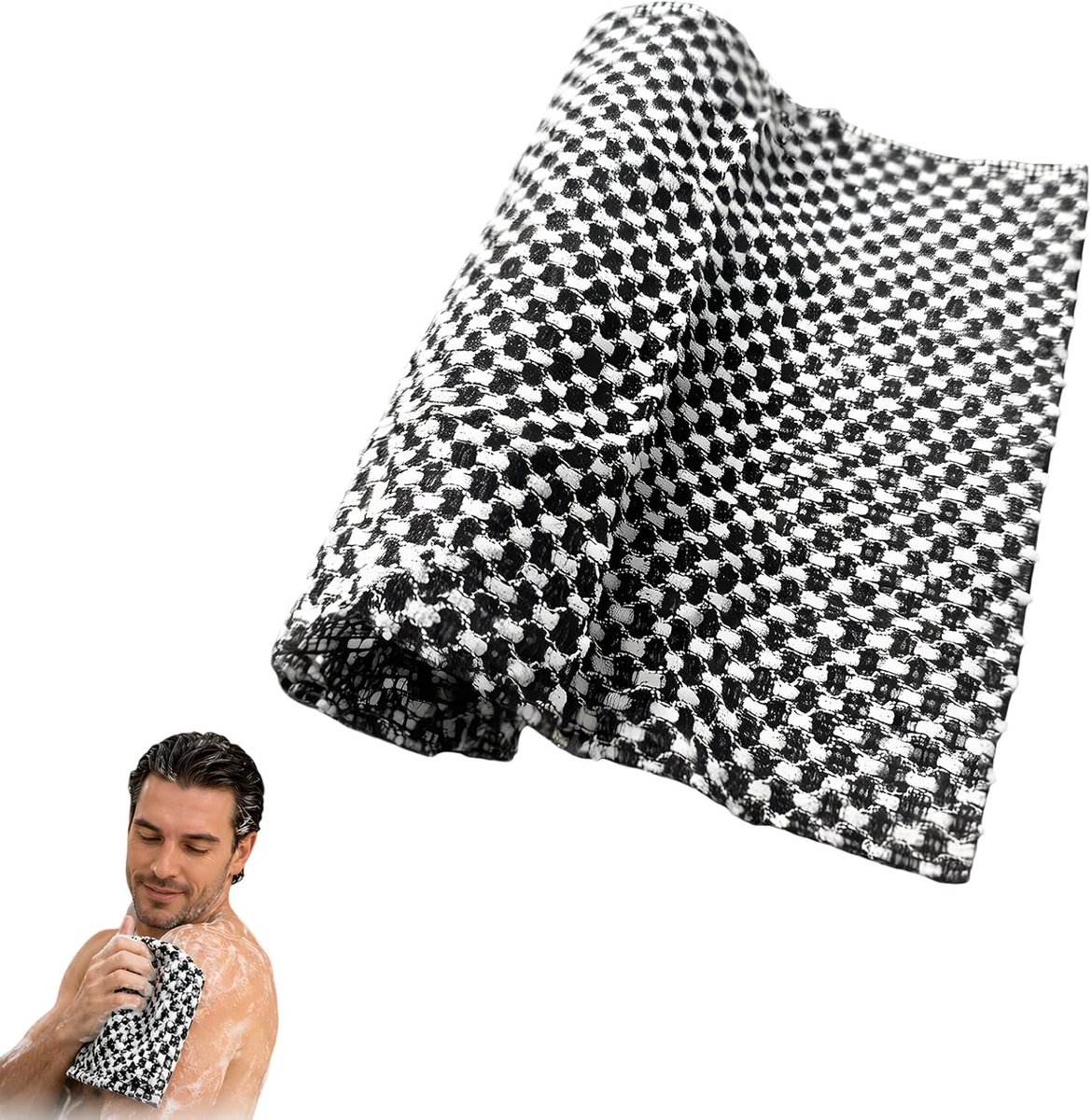 Japanse peeling-handdoek met rugwasfunctie, lichaamsborstel, extra lange peeling-douchehanddoek, peeling-washandje - ShopVlot