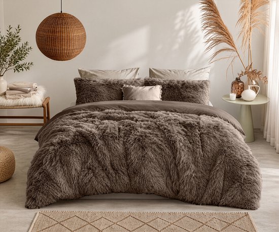 Dekbedovertrek Teddy Pluche Long Hair - Brown - Dekbedovertrek 140x200/220cm - 100% Teddy Pluche - Eenpersoons dekbedovertrekken - 140x220cm - Teddy Dekbedovertrek - Fluffy Dekbedovertrek - Effen Dekbedovertrek — afbeelding 3