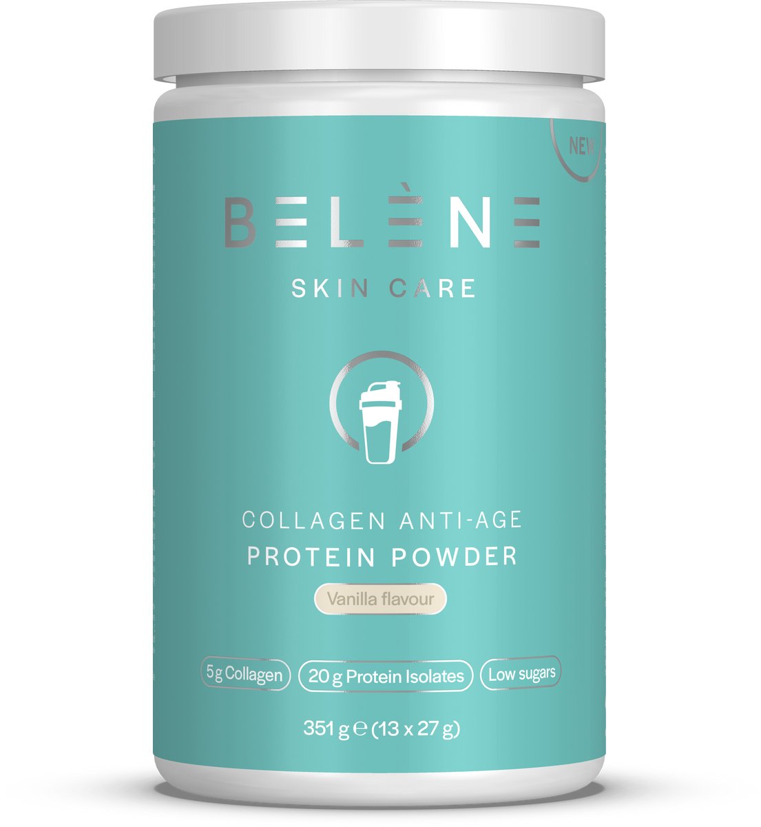 Belène | Collagen Anti-Age Protein Powder – 350g – 2-in-1 Beauty & Performance | Stralende Huid & Sterke Spieren – 5g Collageen – 20g Eiwitten – Vitamine C – Vanillesmaak