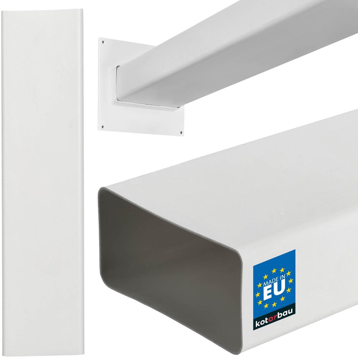 KOTARBAU® Plat Kanaal - Vlakkanaal 120 x 60 mm - Plat Luchtkanaal 50 cm Rechthoekig Ventilatiekanaal - Plat Kanaal - Ventilatiekanaal - Ventilatiebuis - Kabelgoot voor Kabels - Wit
