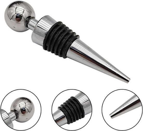 Herbruikbare Wijnfles Stopper Set van 3, Perfect voor Champagne, Prosecco en Bier, Gemaakt van Duurzaam Zinklegering — afbeelding 2