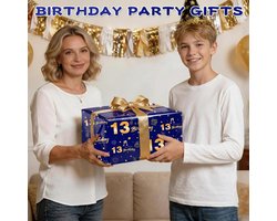 Edunass Cadeaupapier voor 13e verjaardag, Blauw Goud, 5 stuks, 70 x 50 cm, Happy Birthday-inpakpapier, voor mannen en - ShopVlot