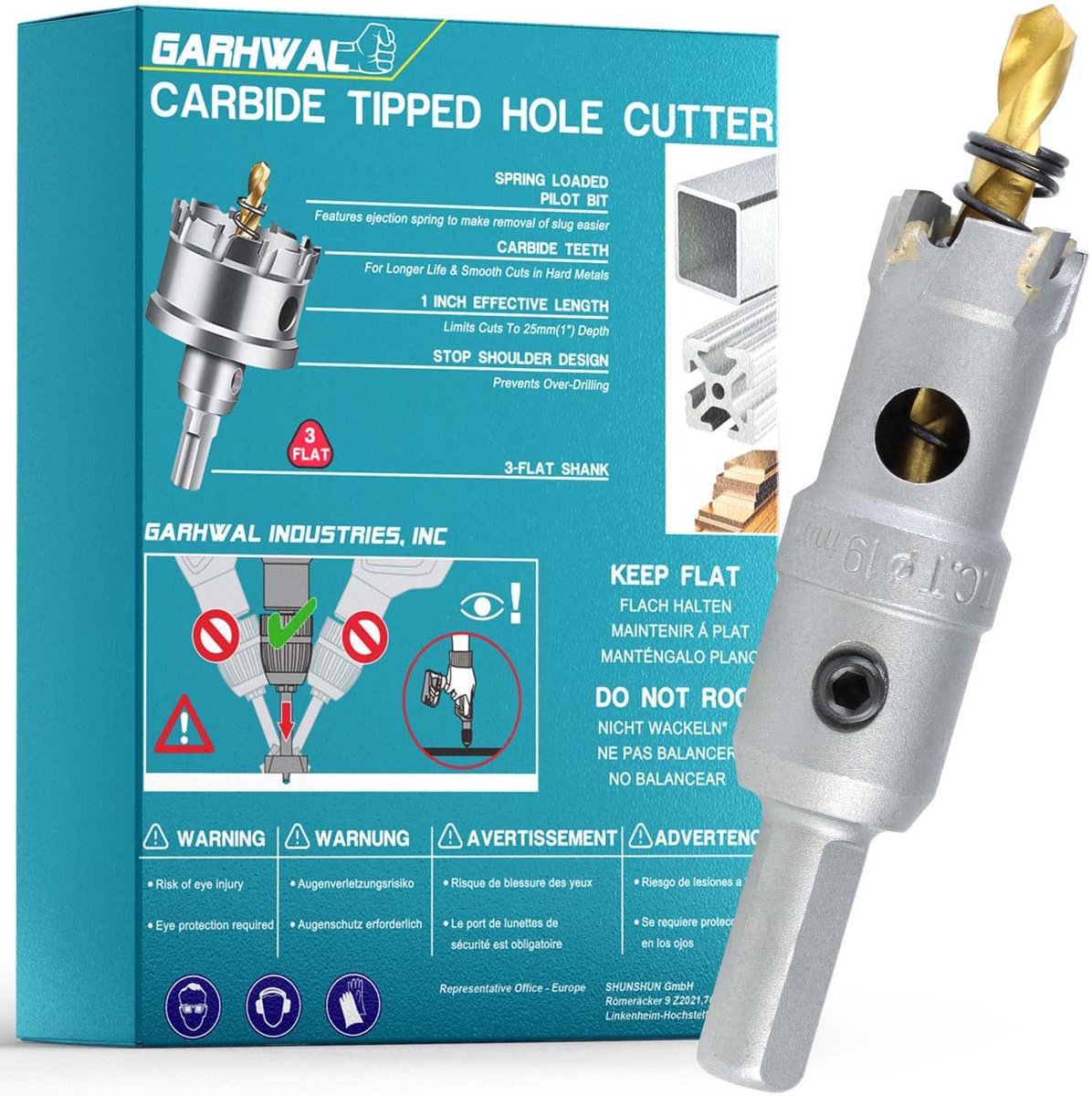 Carbide hole cutter Ø 19 mm with carbide tips for cutting in multiple materials - ShopVlot