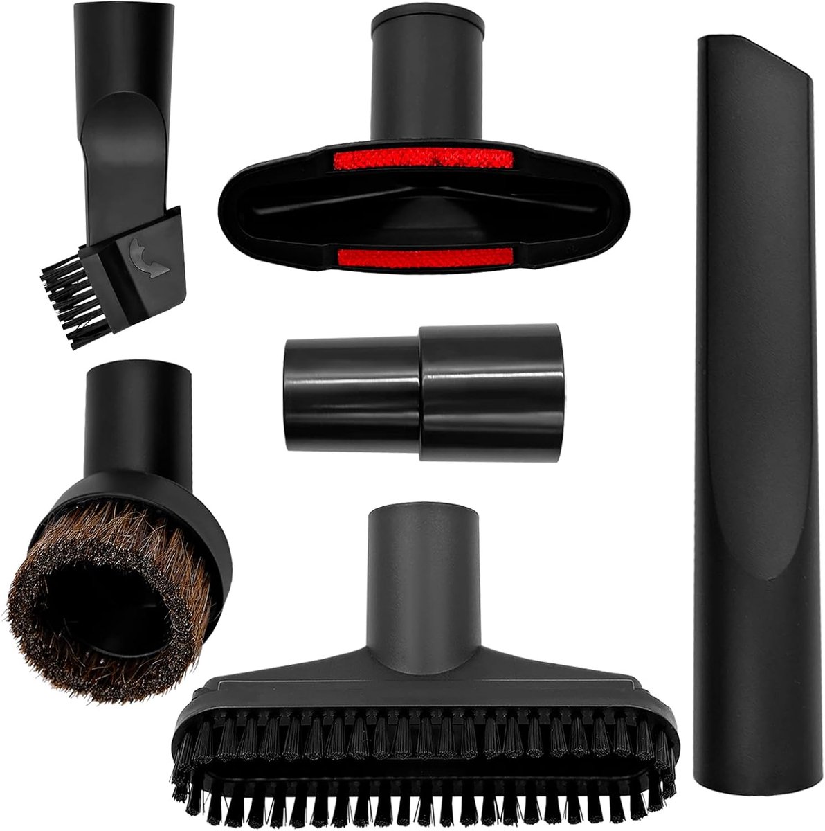 6-Piece Vacuum Attachment Set - 32 mm Inner Diameter, 2-in-1/Crevice / Horsehair Tool Adapter - ShopVlot