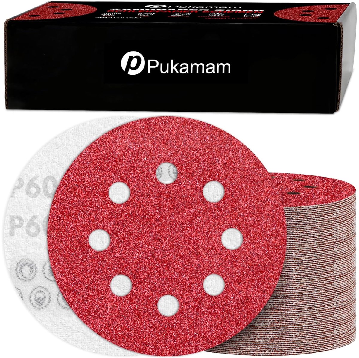 120 Pieces Sanding Discs 125mm P60 8 Holes Sandpaper for Random Orbital Sander - ShopVlot